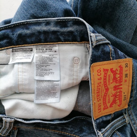 Levi's 511  Mens Blue Mid Rise Raw Hem Straight Jeans Size 38x30 (Tagged), - Picture 5 of 8